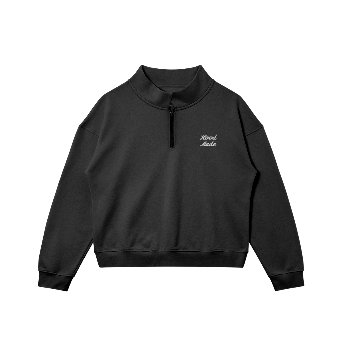 "HOODMADE" HALF-ZIP SWEATSHIRT - BLACK