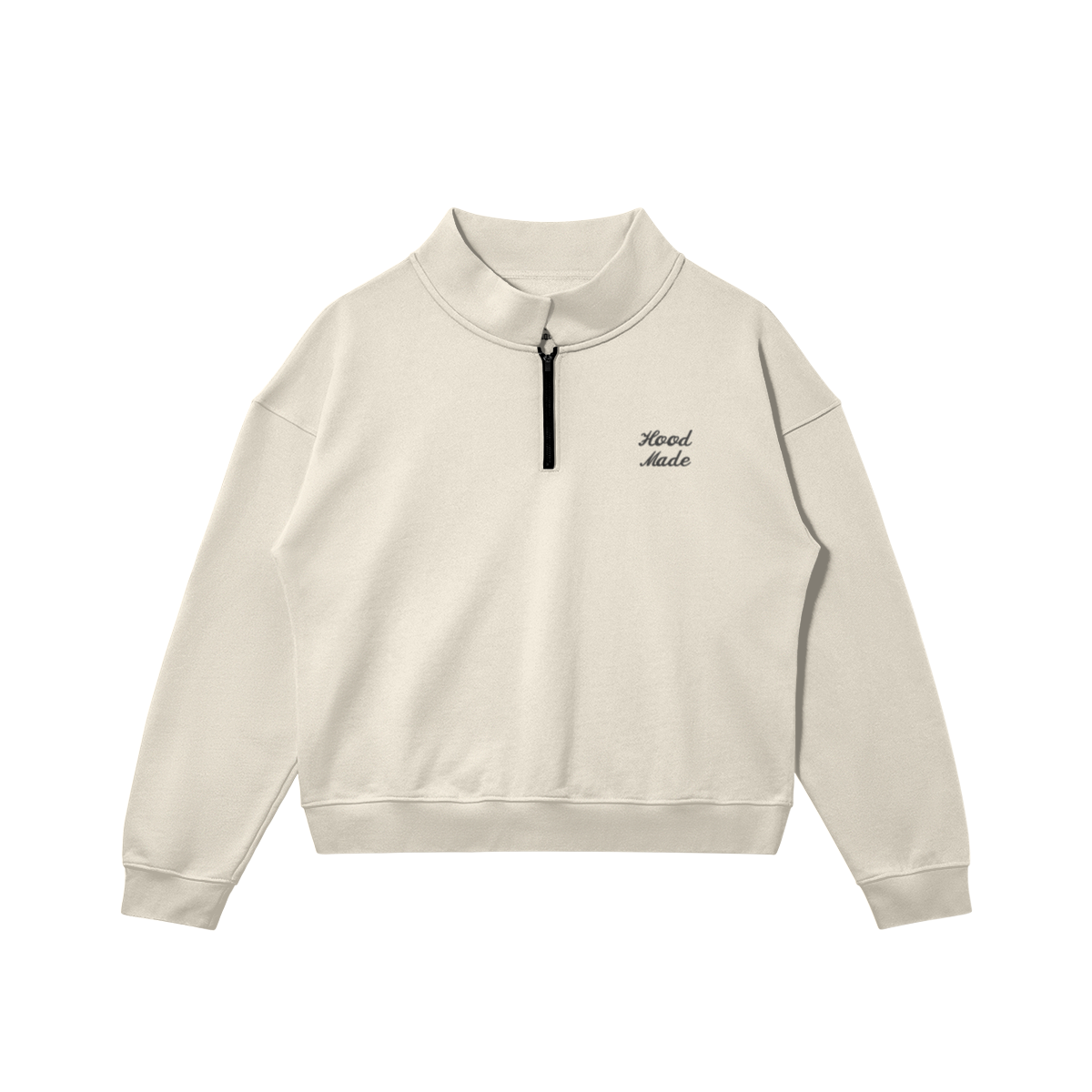 "HOODMADE" HALF-ZIP SWEATSHIRT - RICE APRICOT