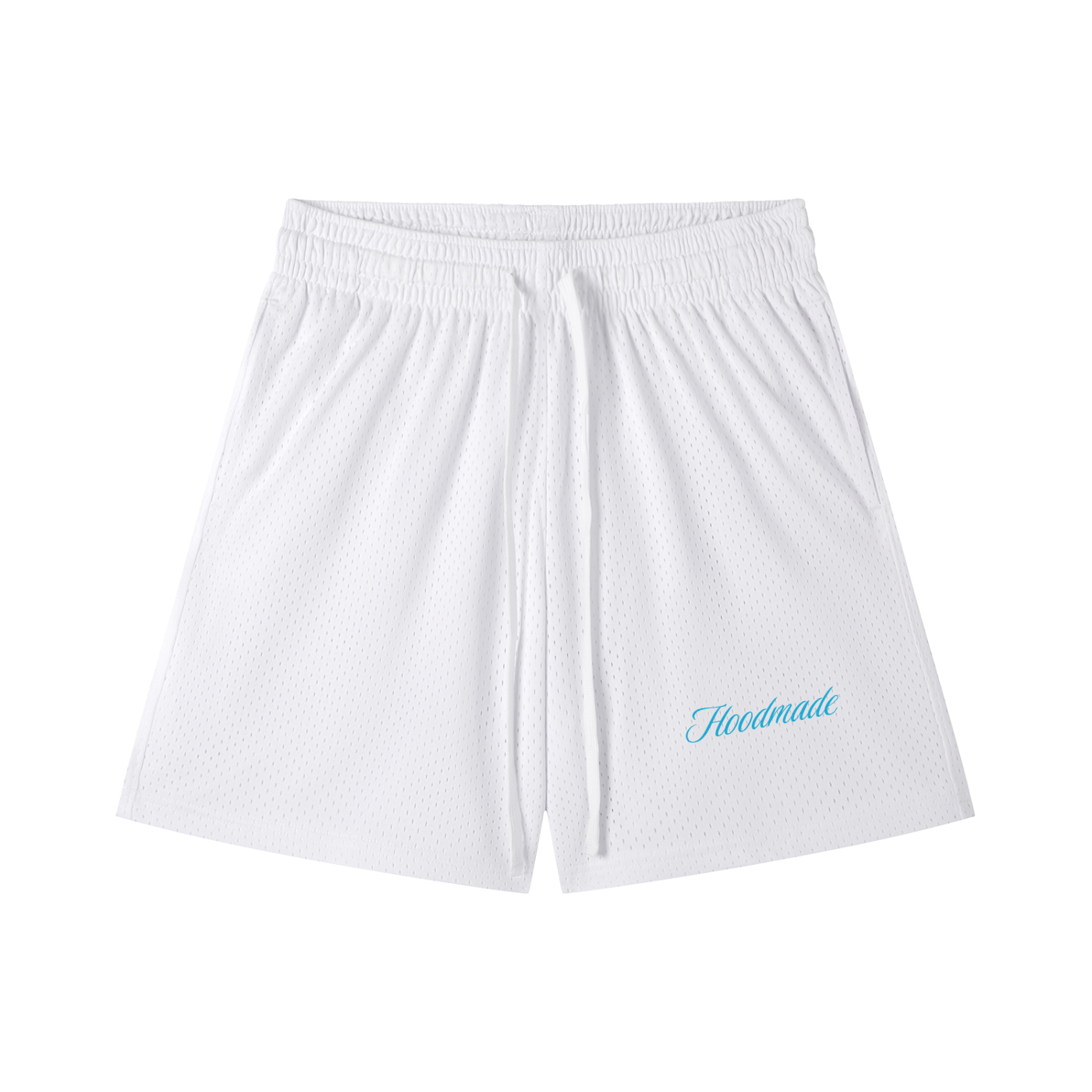 "BLUE SIGNATURE" MESH DRAWSTRING SHORTS - WHITE