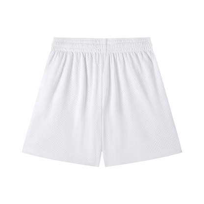"BLUE SIGNATURE" MESH DRAWSTRING SHORTS - WHITE
