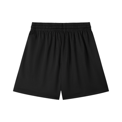 "BLUE SIGNATURE" MESH DRAWSTRING SHORTS - BLACK